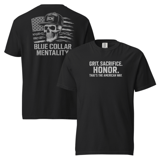 Grit. Sacrifice. Honor. Tee - Blue Collar Mentality