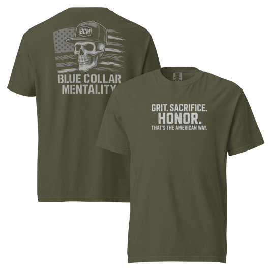 Grit. Sacrifice. Honor. Tee - Blue Collar Mentality