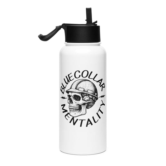 Stainless steel water bottle with a straw lid - Blue Collar Mentality