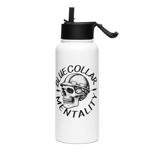 Stainless steel water bottle with a straw lid - Blue Collar Mentality